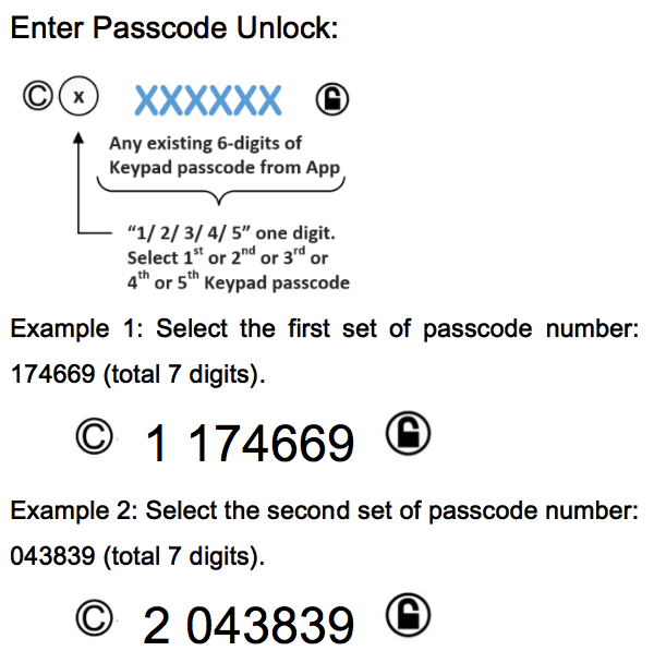 7 digits Unlock passcode